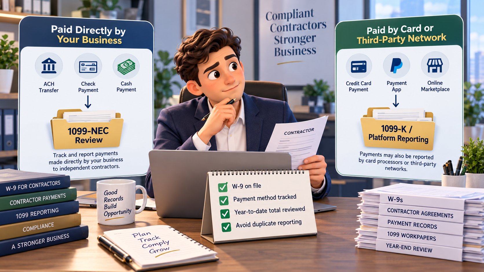 1099-NEC vs 1099-K payment method tracking for independent contractors