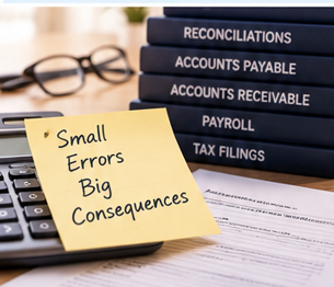 Small Errors Big Consequences - Reconciliations, Accounts Payable, Accounts Receivable, Payroll, Tax Filings